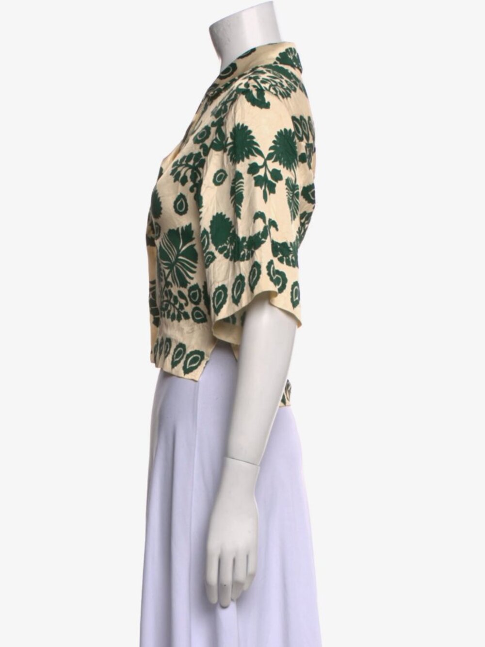 Sandro Printed Collared Crop Top - Picture 3 of 4